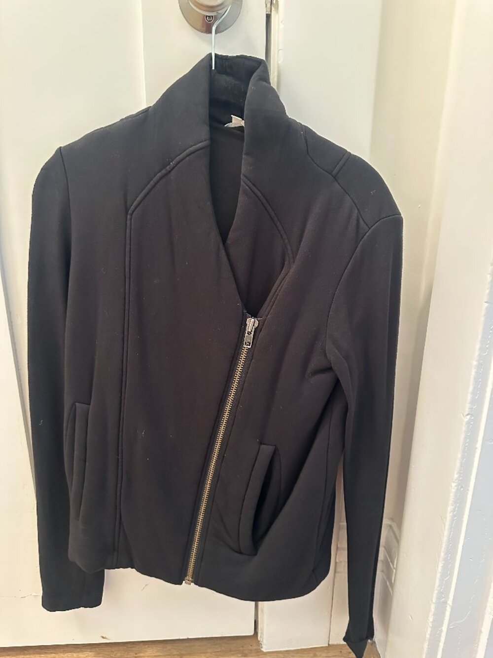 Helmut Helmut Lang Black Asymmetric Zip Moto Jacket - Size P/XS
